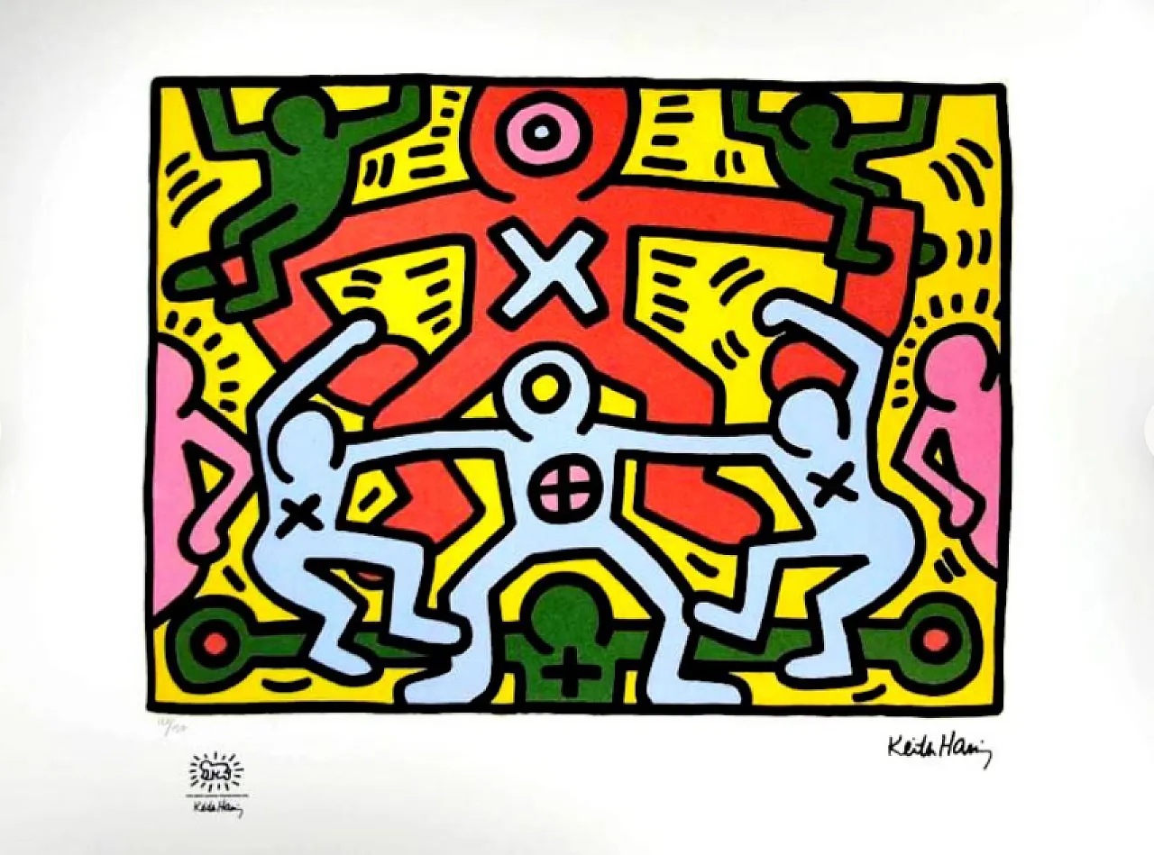 Keith Haring limited edition lithograph numbered in pencil, 1990s 1