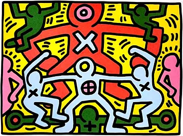Keith Haring limited edition lithograph numbered in pencil, 1990s