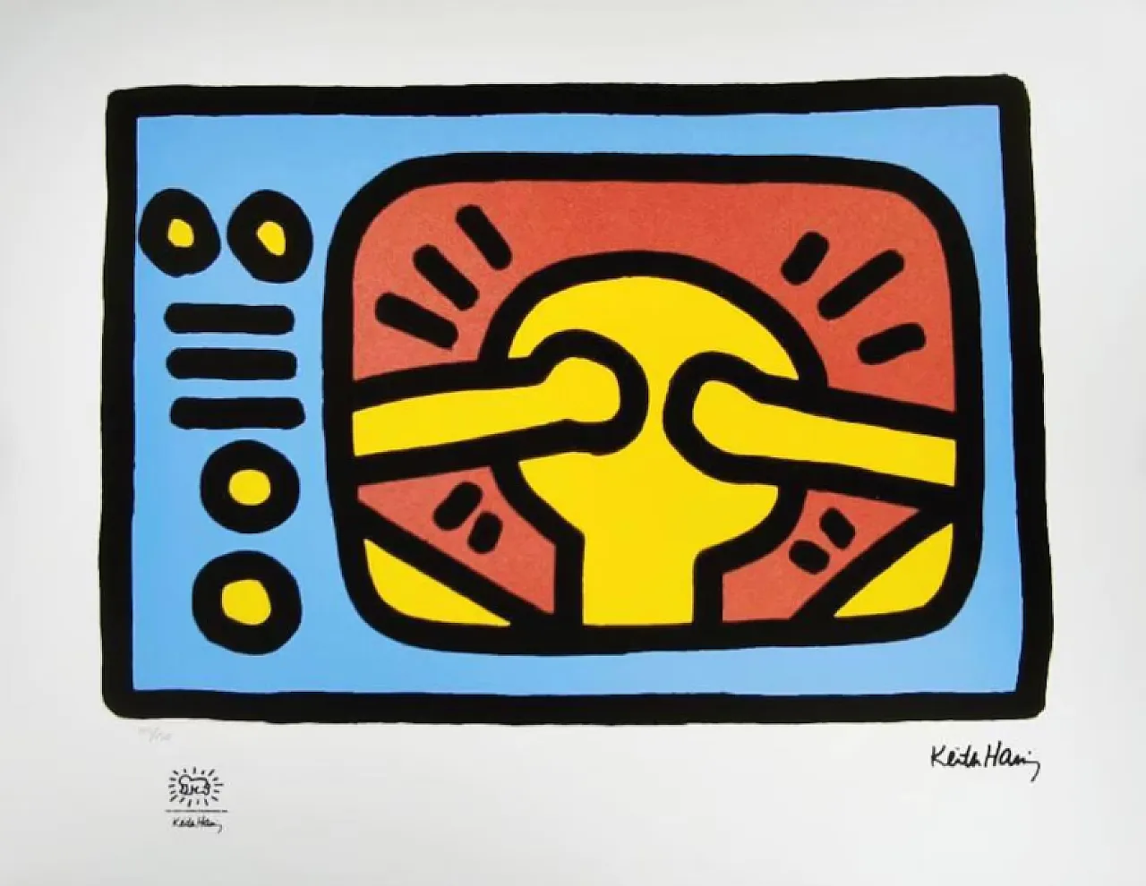 Keith Haring limited edition lithograph numbered in pencil, 1990s 1