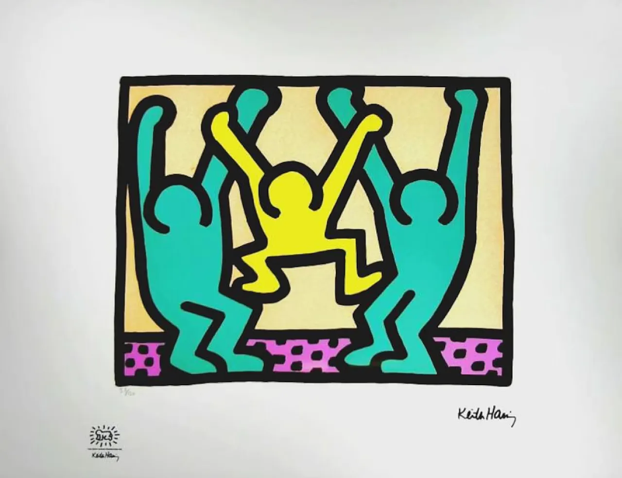 Keith Haring limited edition lithograph numbered in pencil, 1990s 1
