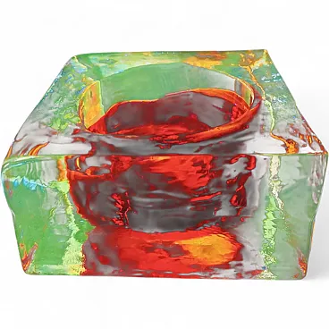 Handcrafted ashtray in uranium Murano glass by Mandruzzato, 1960s
