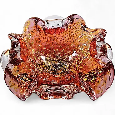 Ashtray in Murano glass with gold finishes, 1950s