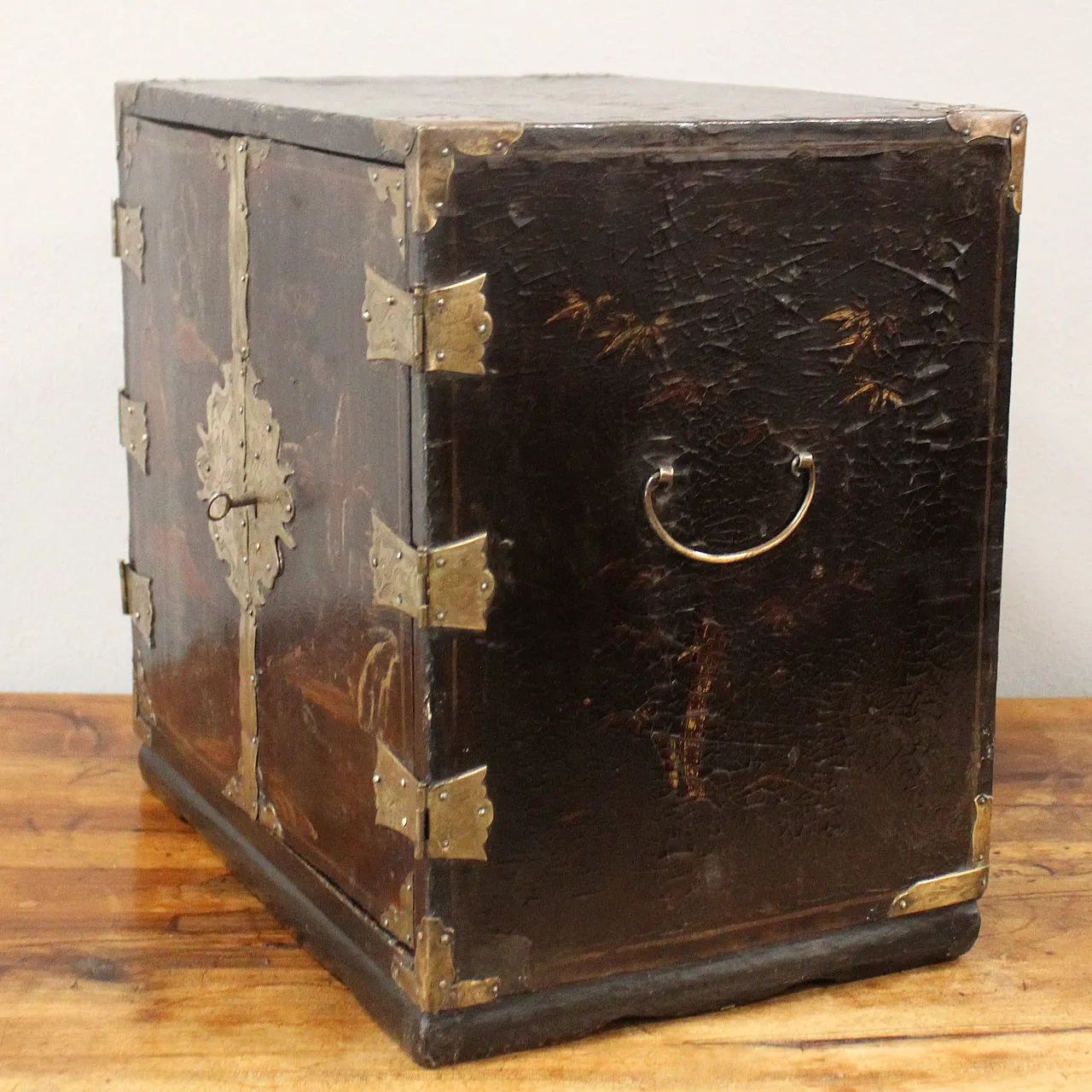 19th century painted lacquered wood travel jewelry cabinet 7