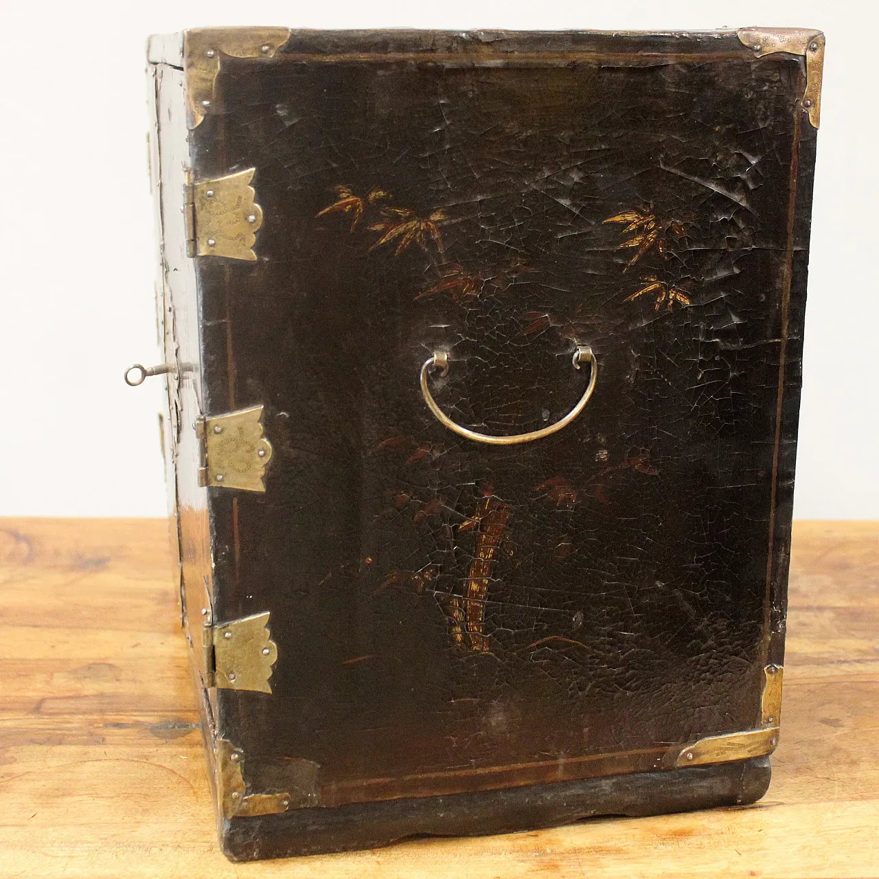 19th century painted lacquered wood travel jewelry cabinet 9