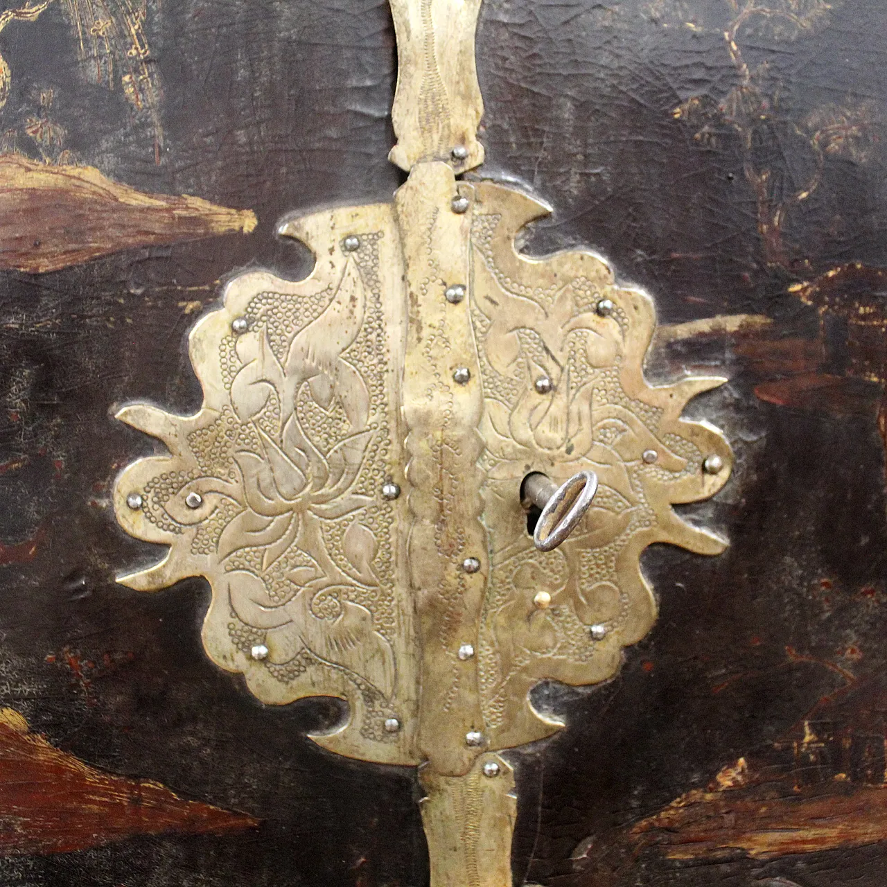 19th century painted lacquered wood travel jewelry cabinet 15
