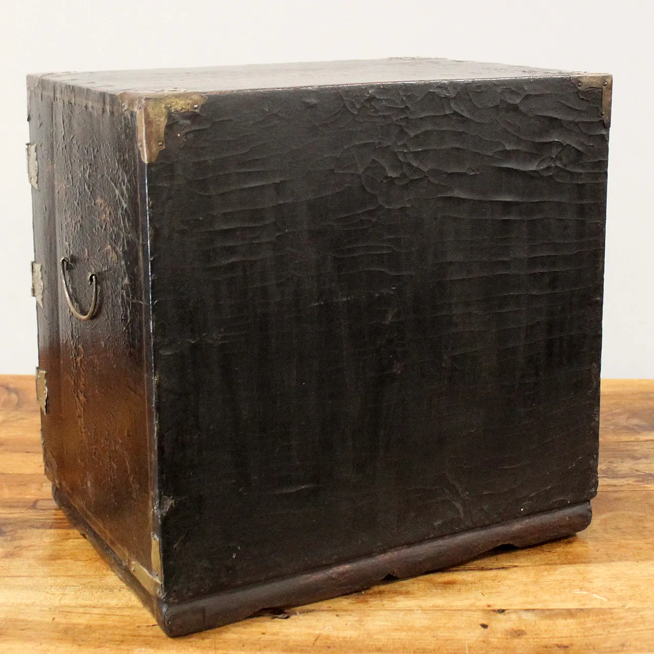 19th century painted lacquered wood travel jewelry cabinet 19