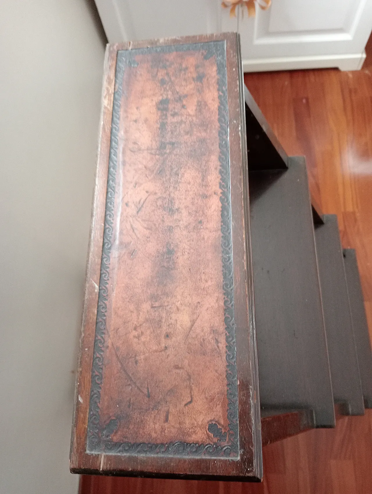 Mahogany Folding Library Ladder Victorian Style, 90s 2