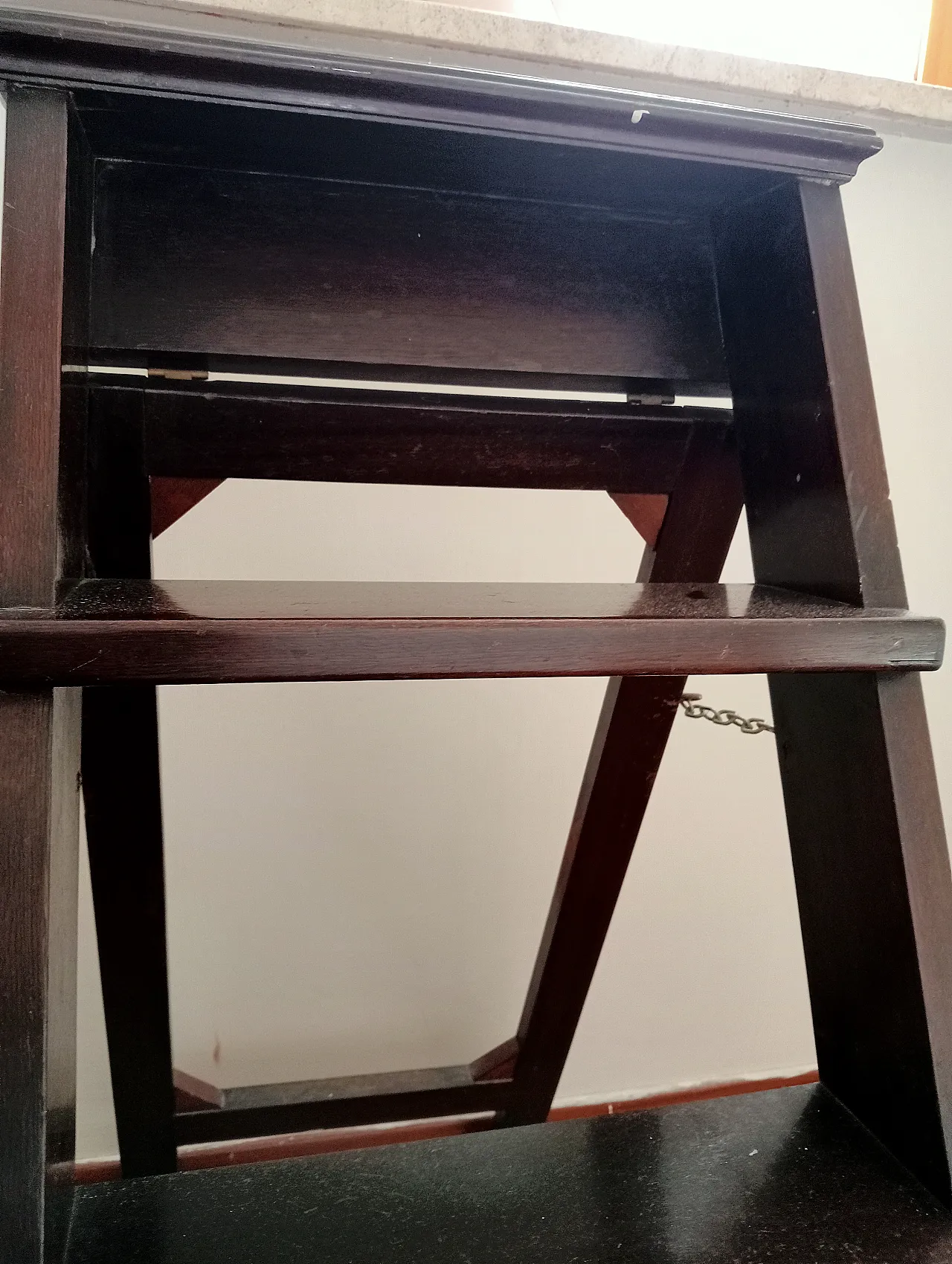 Mahogany Folding Library Ladder Victorian Style, 90s 4