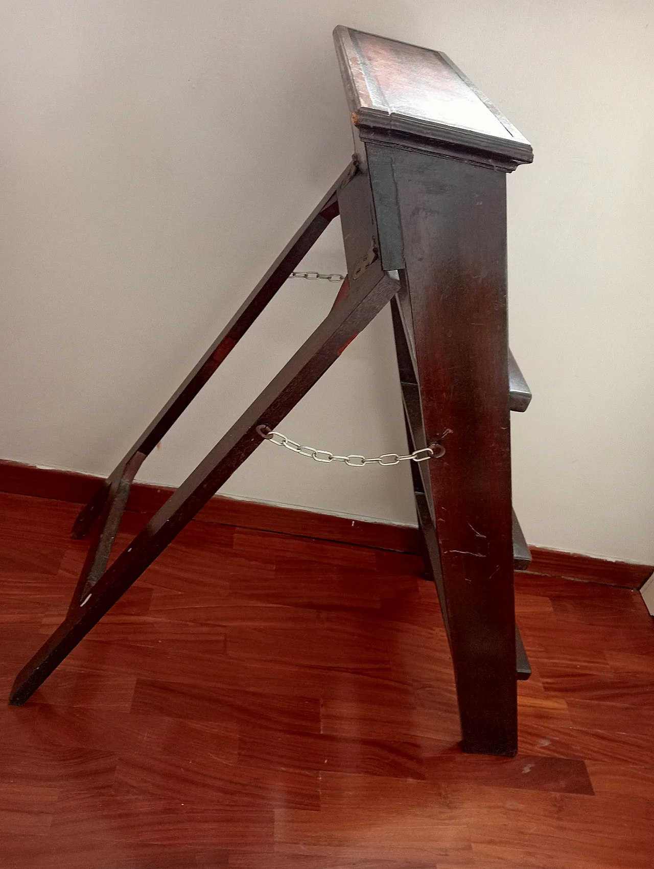 Mahogany Folding Library Ladder Victorian Style, 90s 6