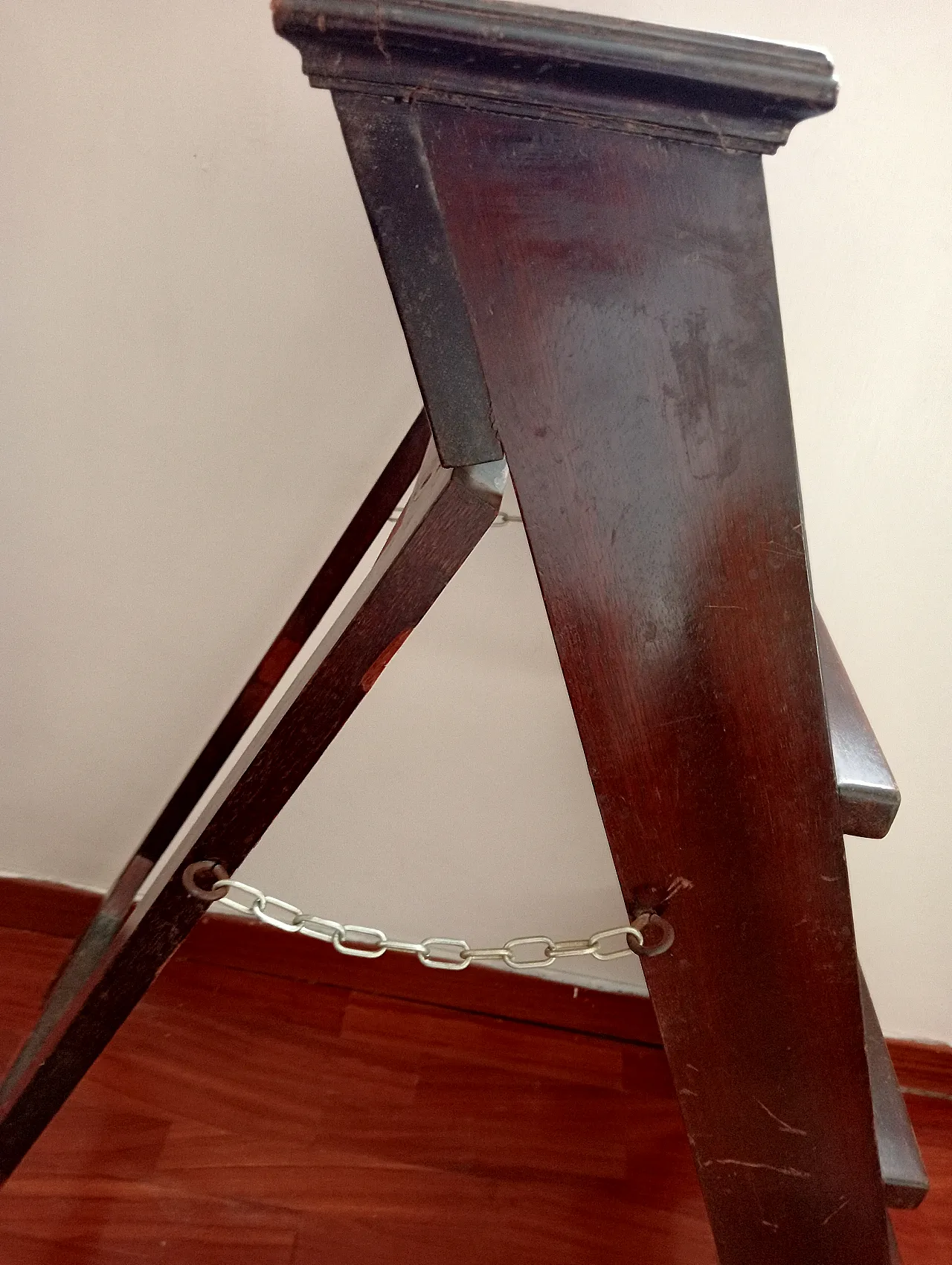 Mahogany Folding Library Ladder Victorian Style, 90s 7