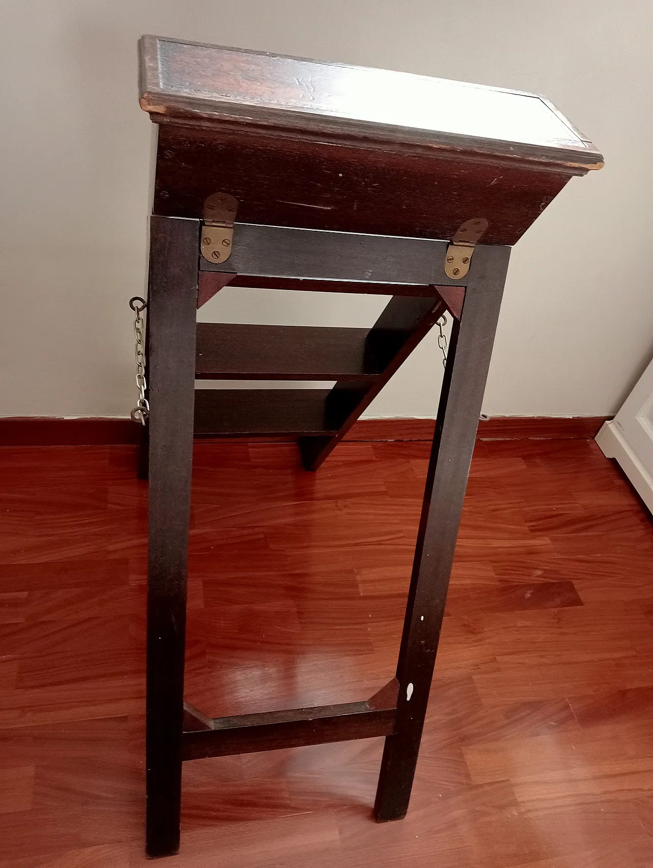 Mahogany Folding Library Ladder Victorian Style, 90s 8