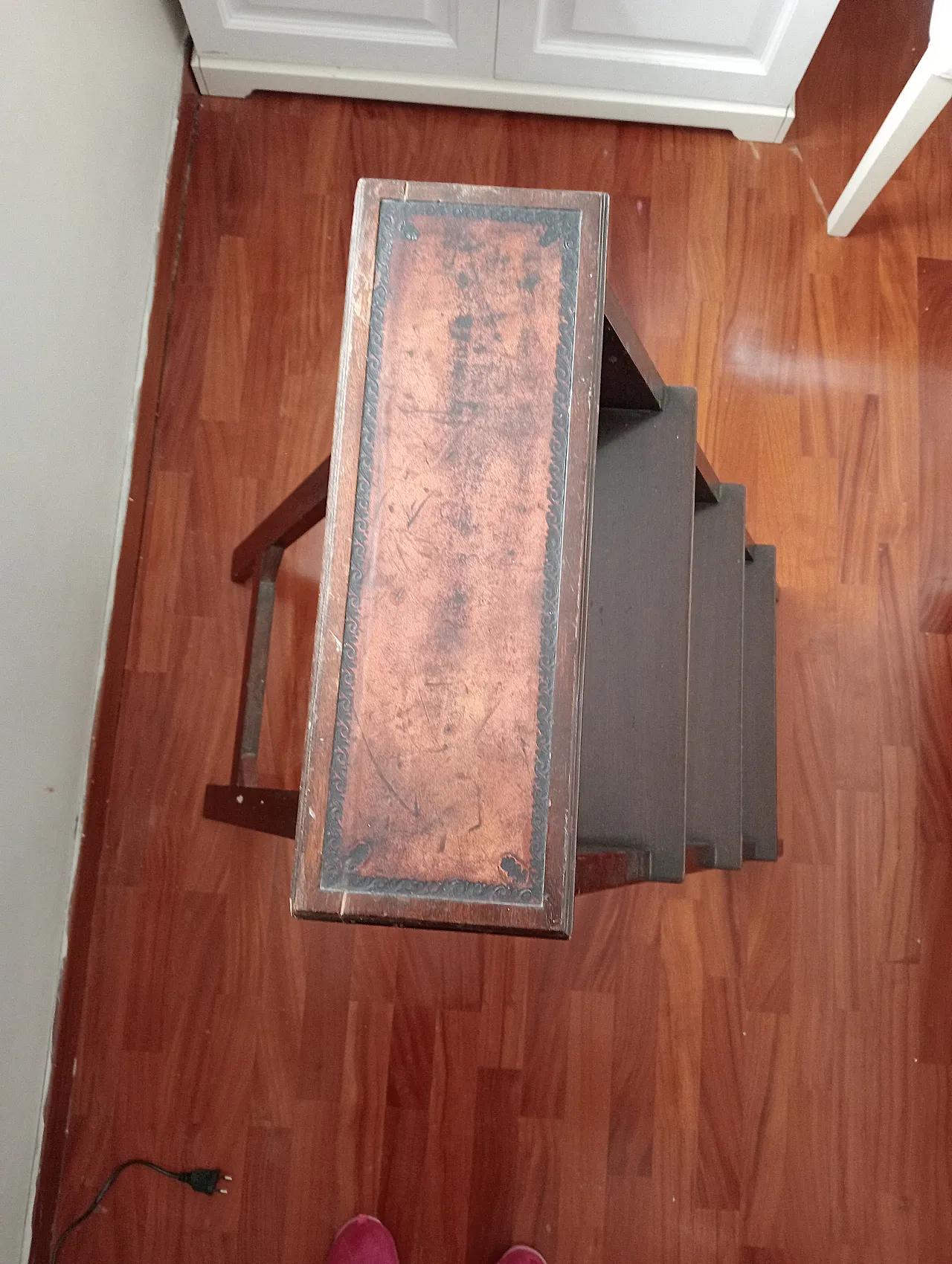 Mahogany Folding Library Ladder Victorian Style, 90s 10