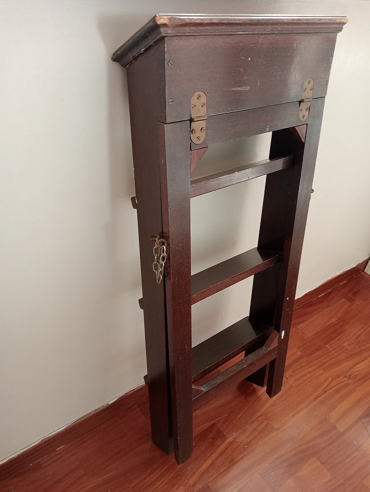 Mahogany Folding Library Ladder Victorian Style, 90s 15