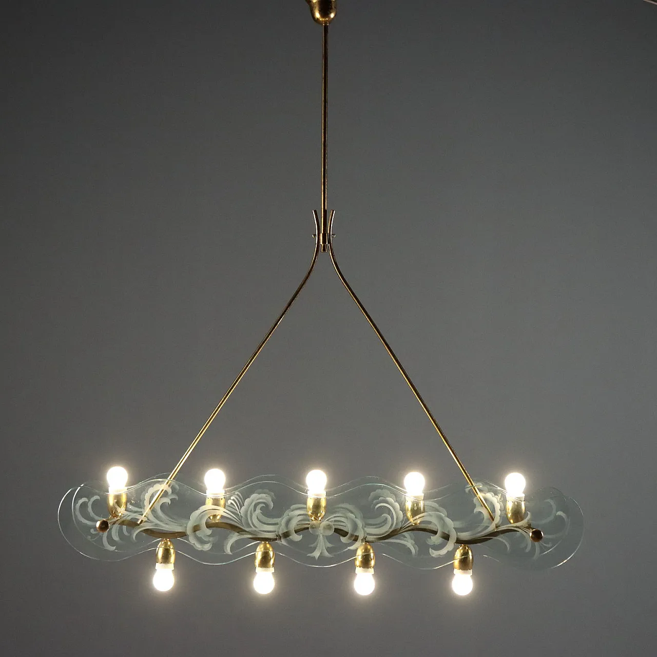 Chandelier with nine light points, 1950s 1
