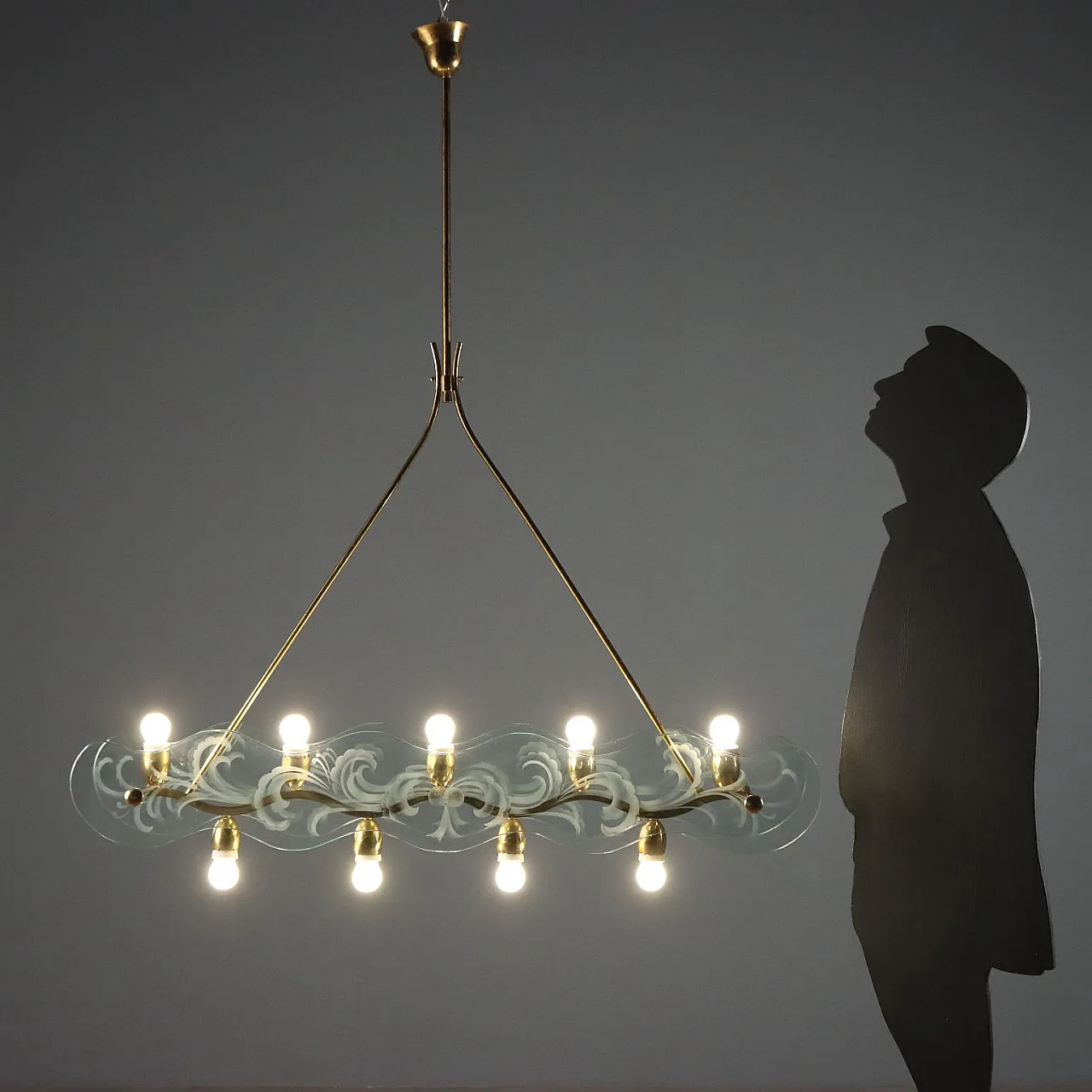 Chandelier with nine light points, 1950s 2