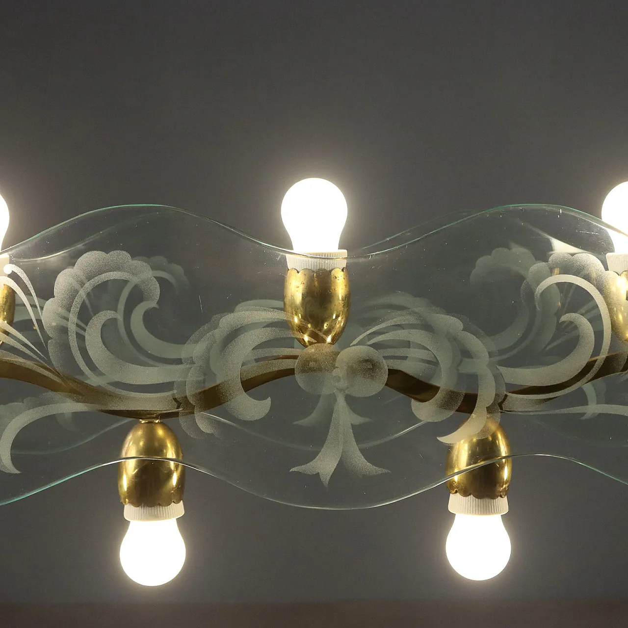Chandelier with nine light points, 1950s 3