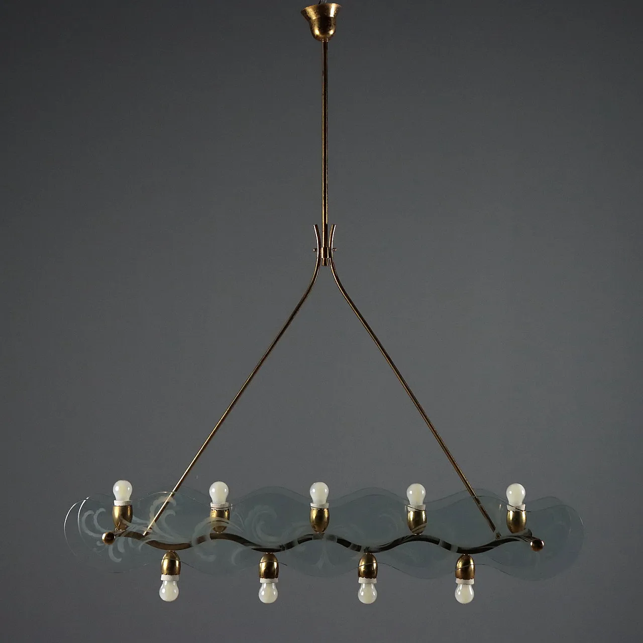 Chandelier with nine light points, 1950s 4