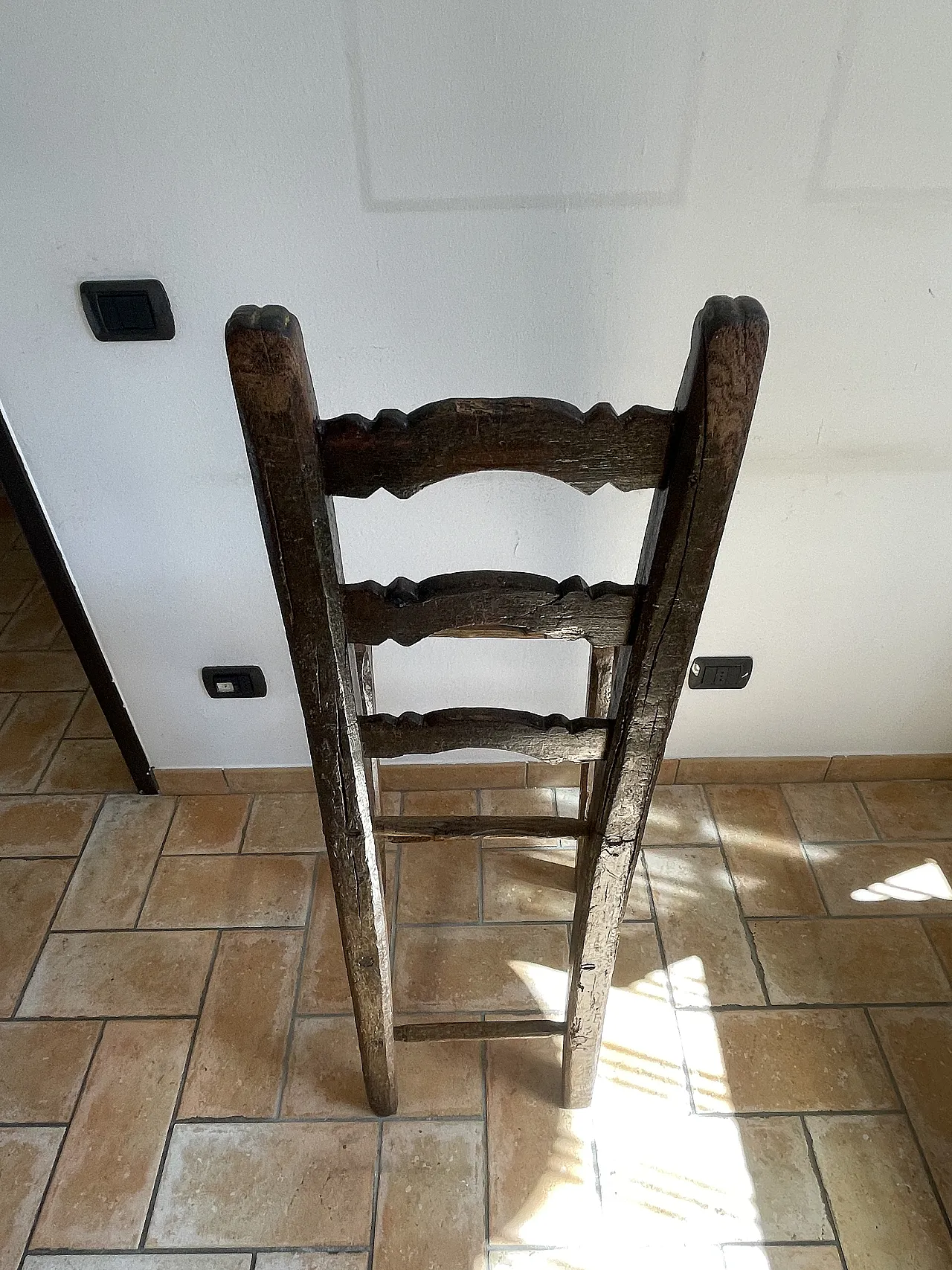 Antique rustic high-backed chair, Italy, 17th-18th century 5