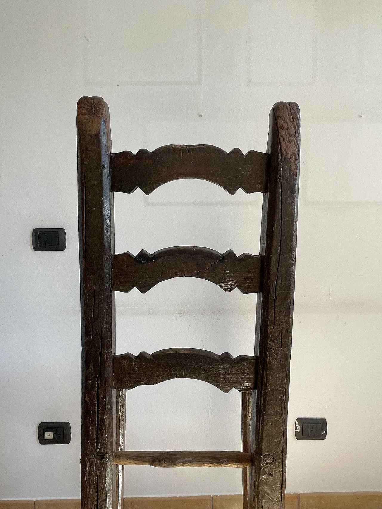 Antique rustic high-backed chair, Italy, 17th-18th century 14