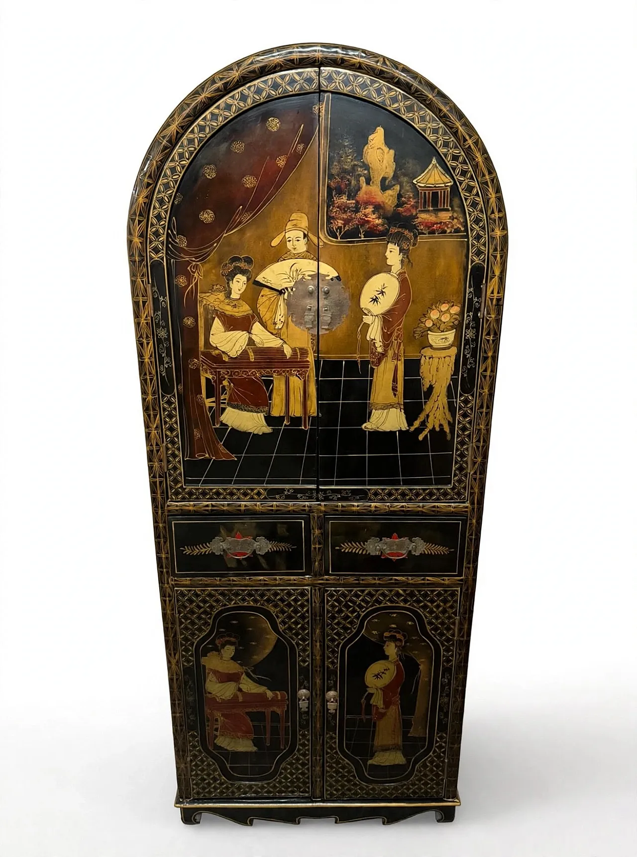 Hand-painted wood cabinet, 1940s 1
