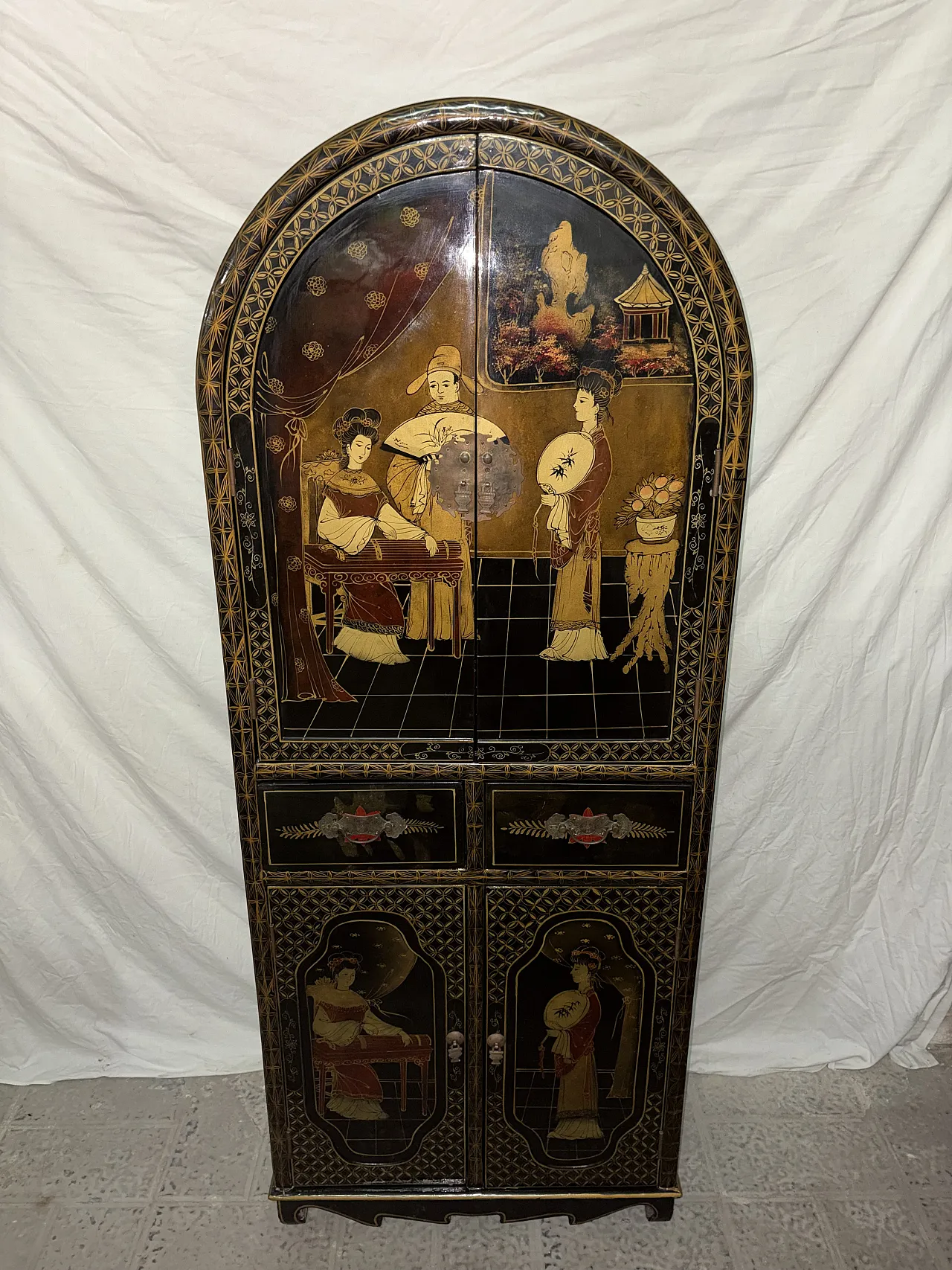 Hand-painted wood cabinet, 1940s 3