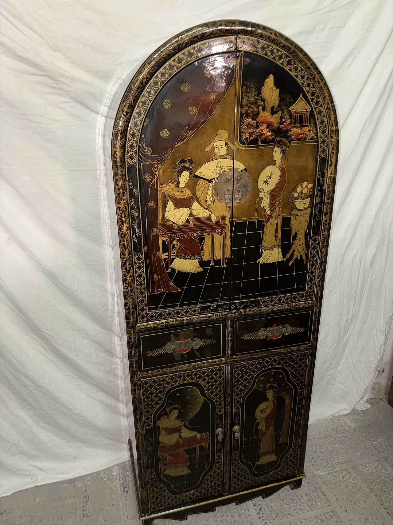 Hand-painted wood cabinet, 1940s 4