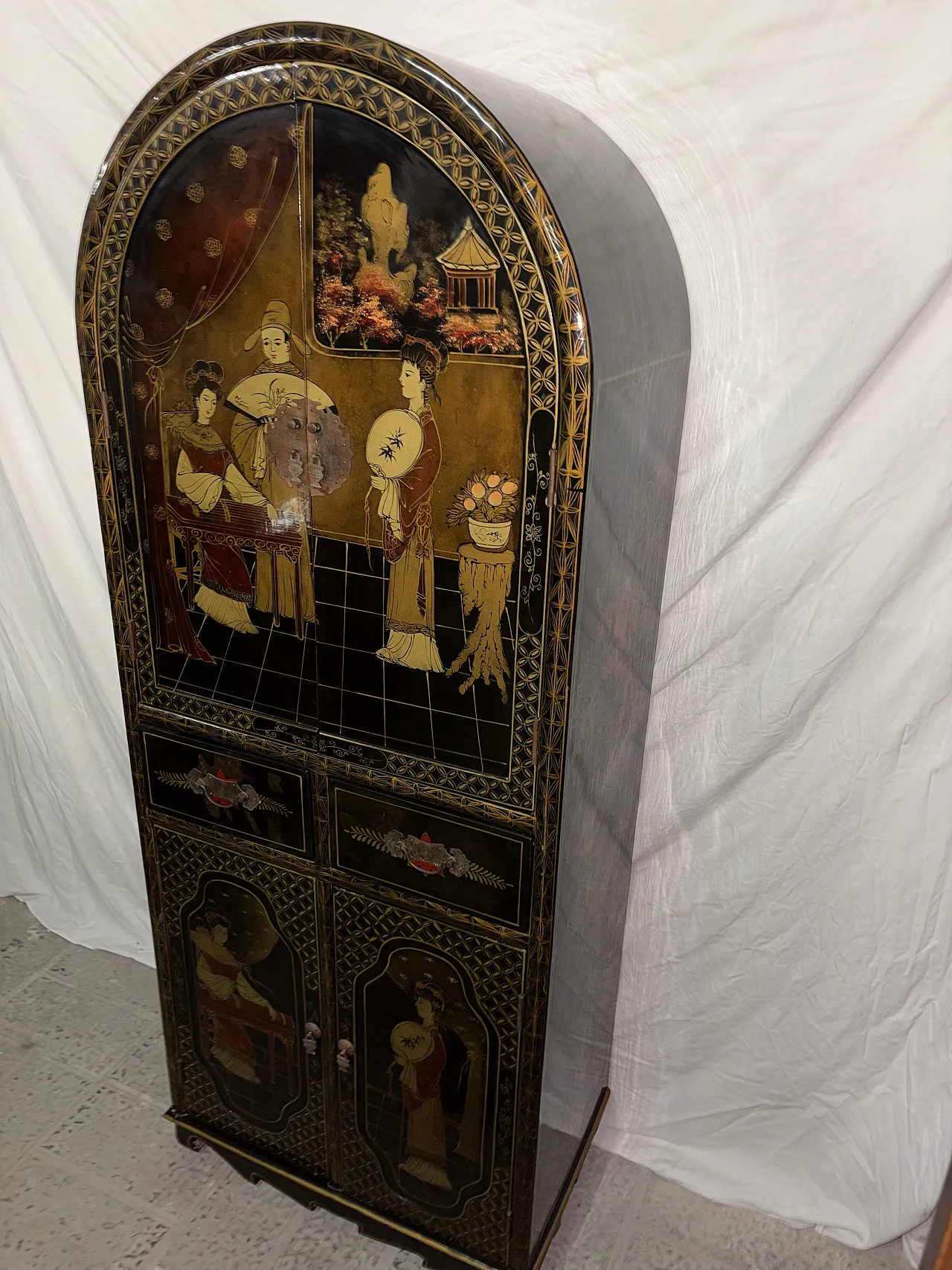 Hand-painted wood cabinet, 1940s 8