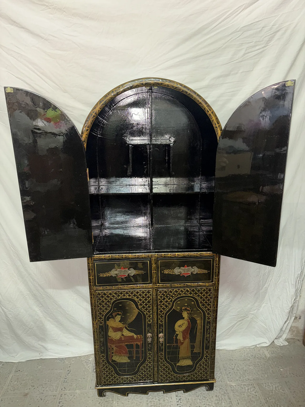 Hand-painted wood cabinet, 1940s 9