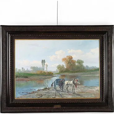 River Landscape, oil on canvas, 20th century