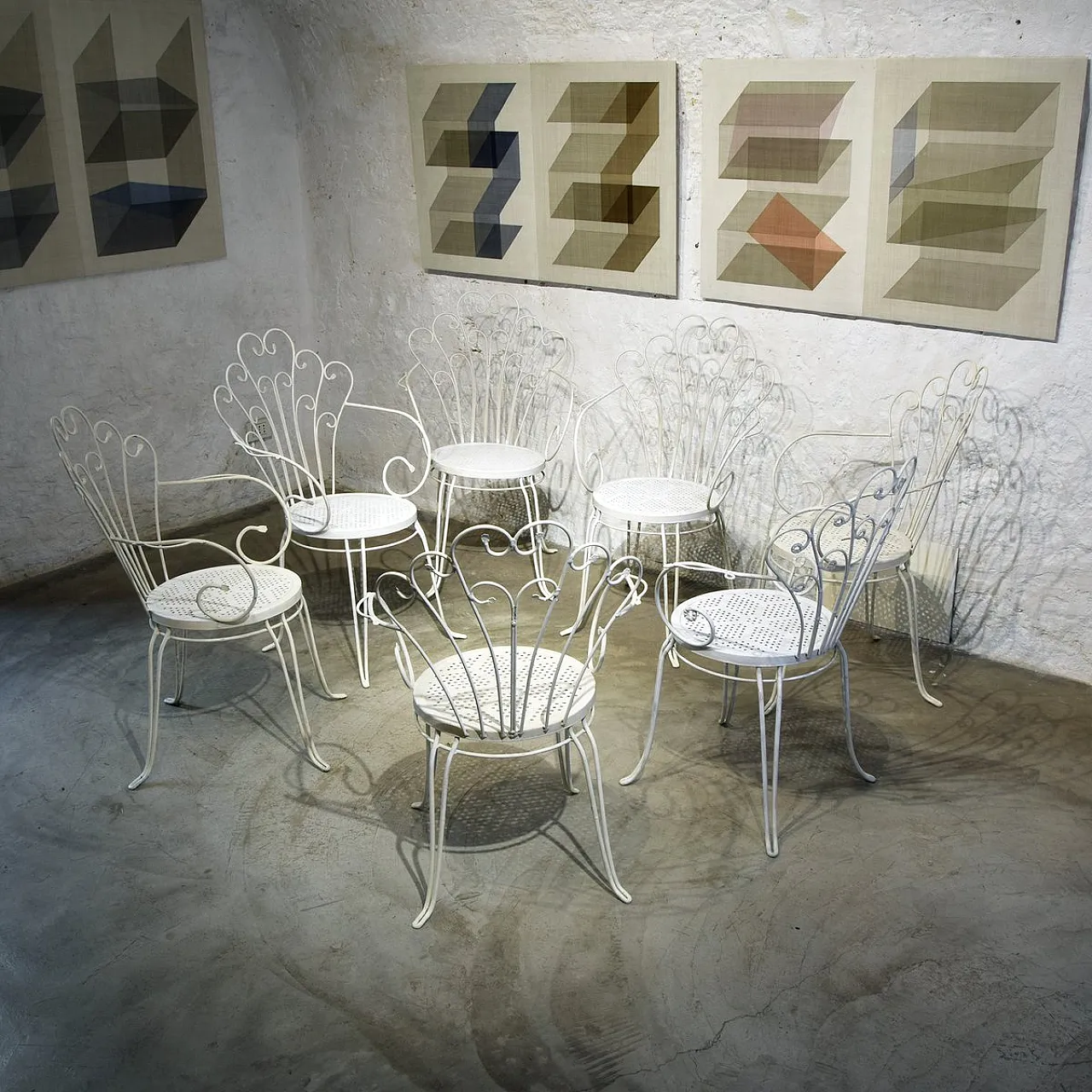 10 Wrought iron garden chairs by Lio Carminati, 1950s 2