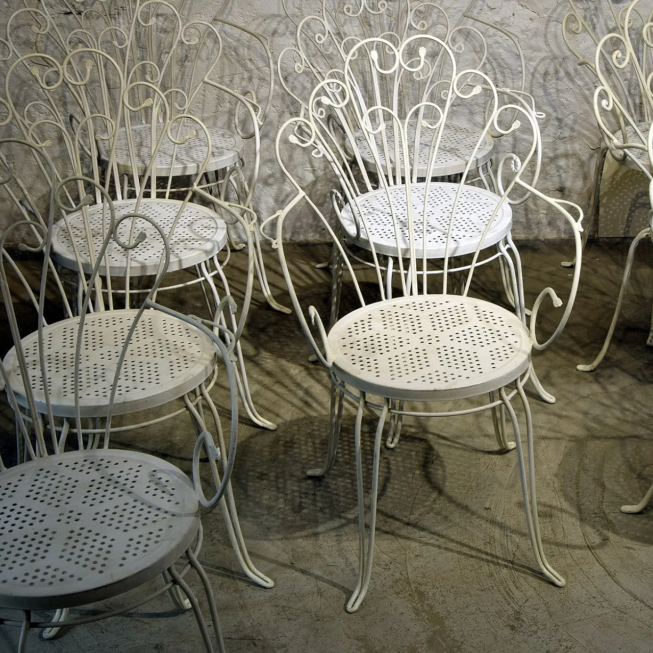 10 Wrought iron garden chairs by Lio Carminati, 1950s 4