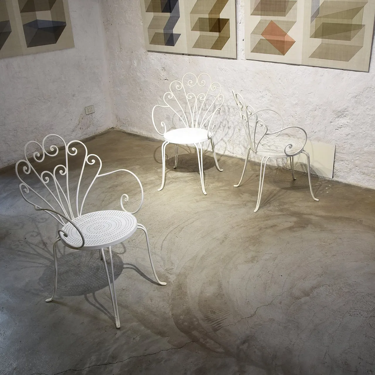 10 Wrought iron garden chairs by Lio Carminati, 1950s 5