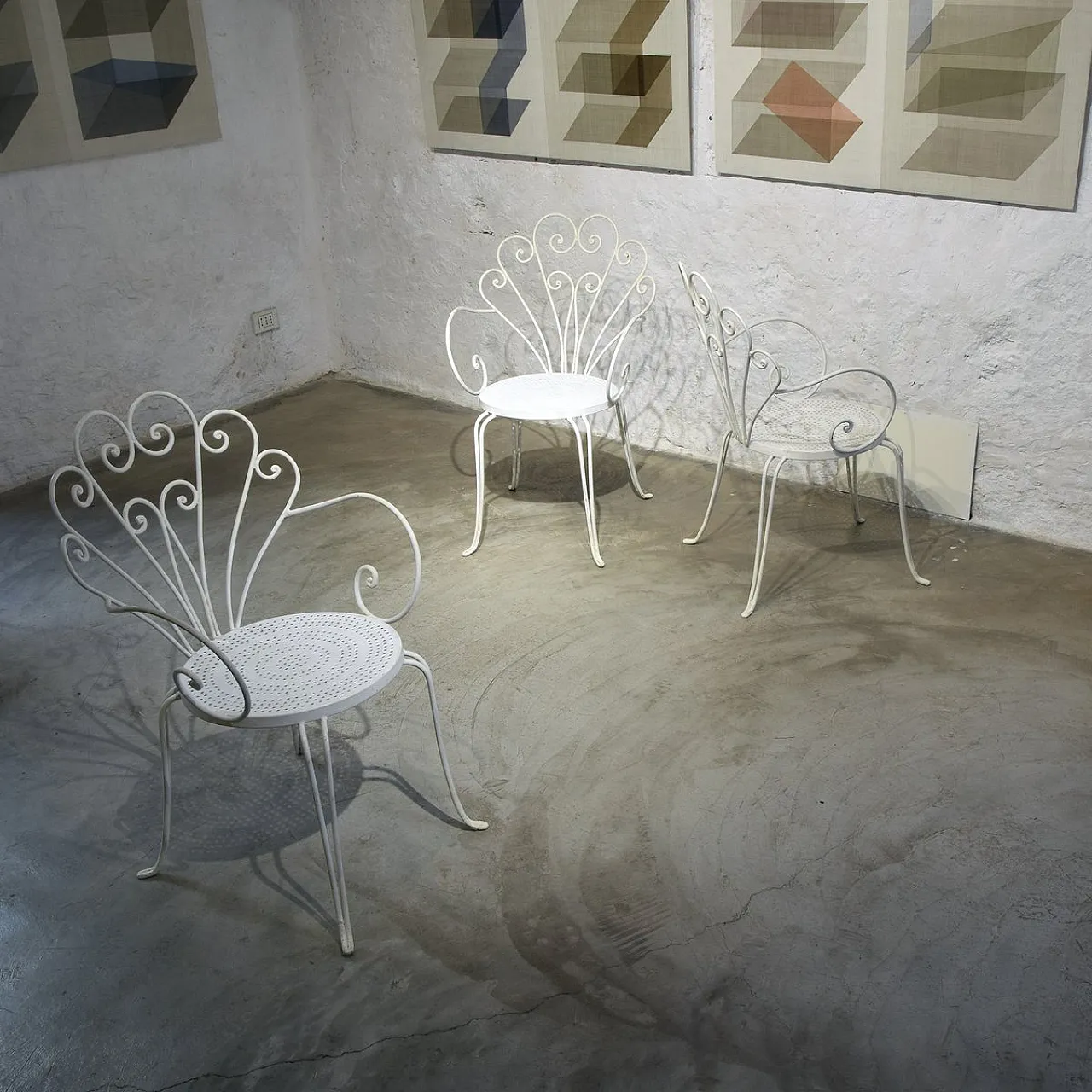 10 Wrought iron garden chairs by Lio Carminati, 1950s 7