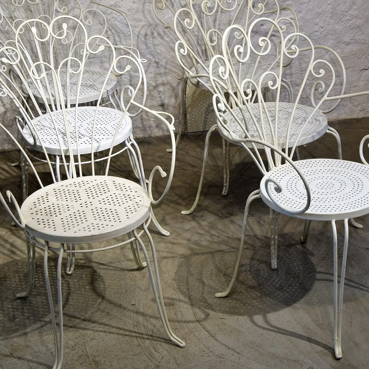 10 Wrought iron garden chairs by Lio Carminati, 1950s 9