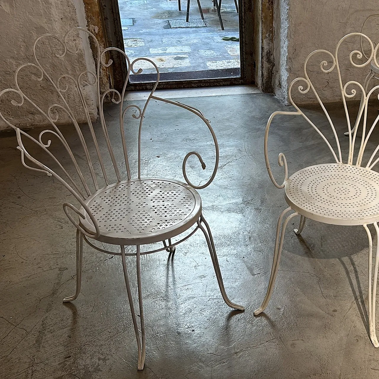 10 Wrought iron garden chairs by Lio Carminati, 1950s 11