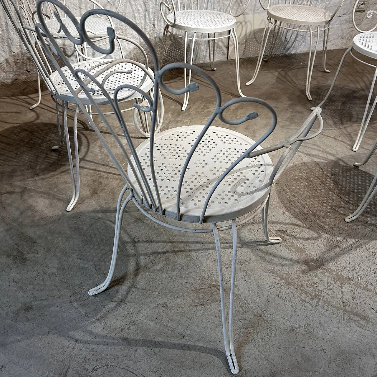 10 Wrought iron garden chairs by Lio Carminati, 1950s 12