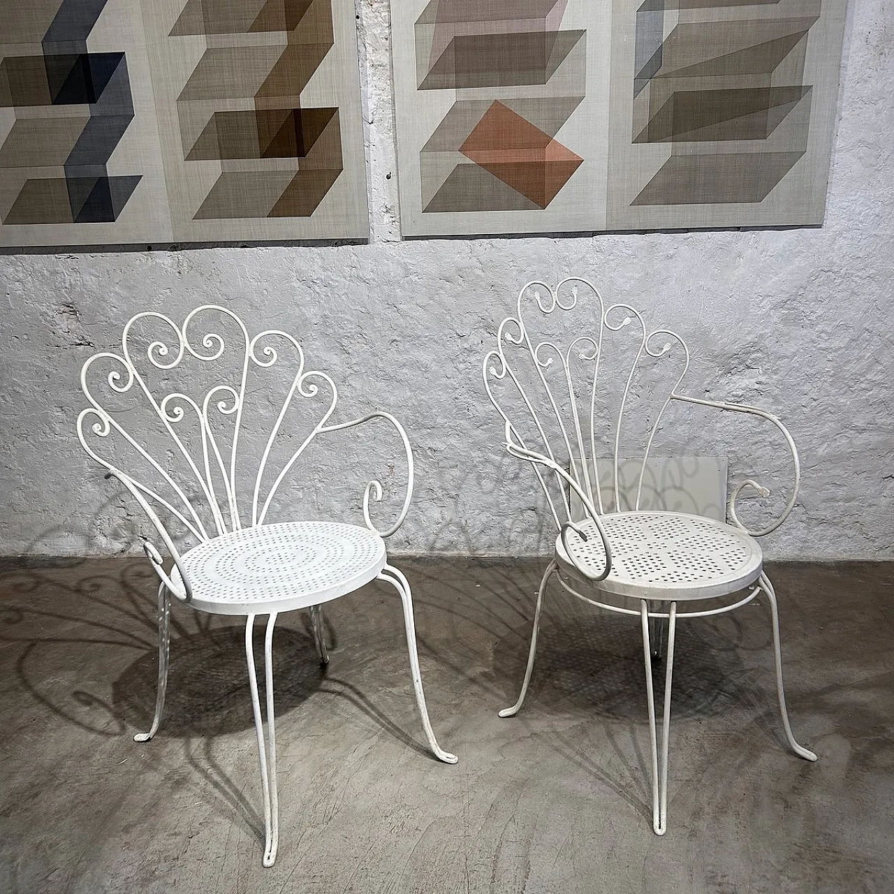 10 Wrought iron garden chairs by Lio Carminati, 1950s 15