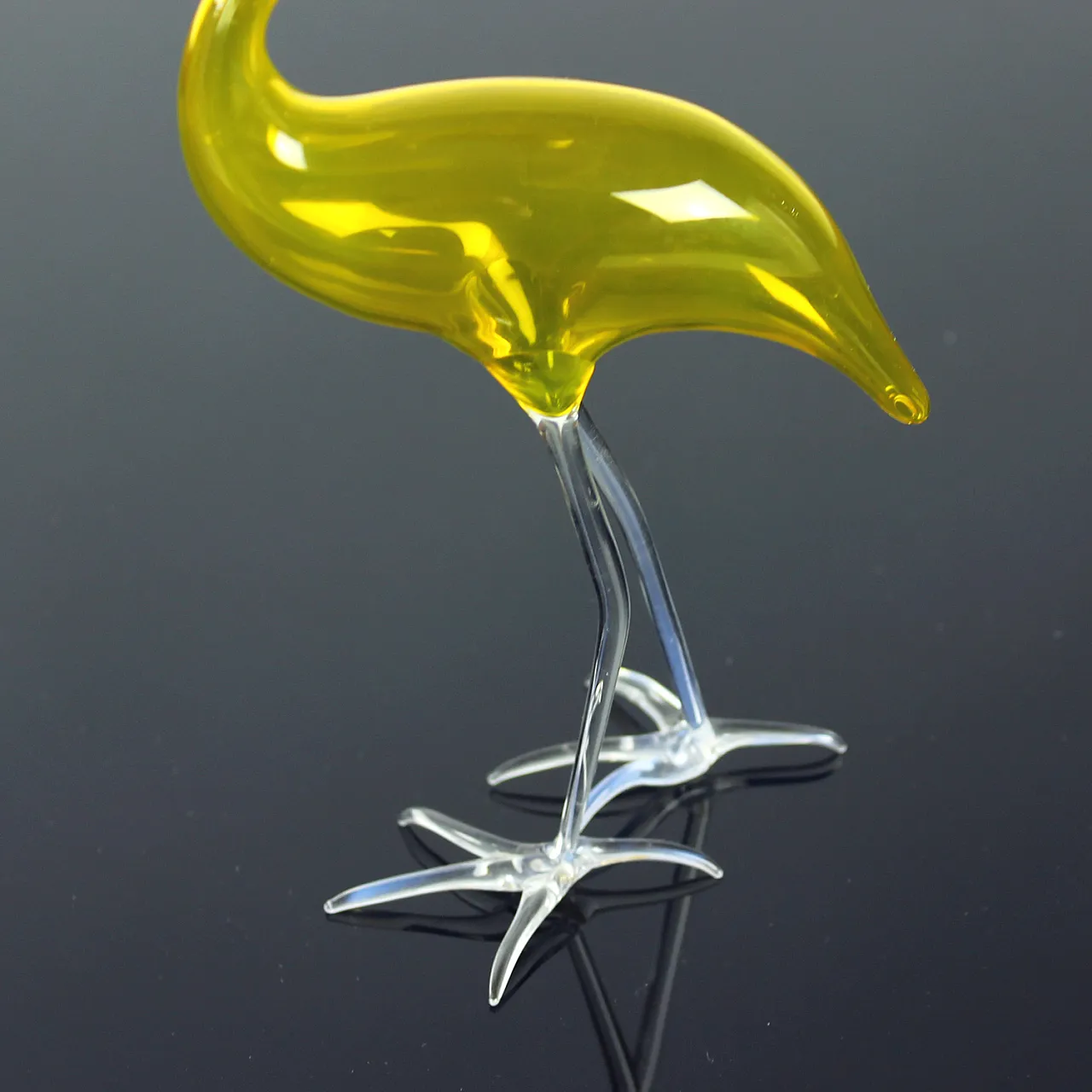 Yellow Blown Glass Flamingo By Jaroslav Brychta, železný Brod, Czechos 4