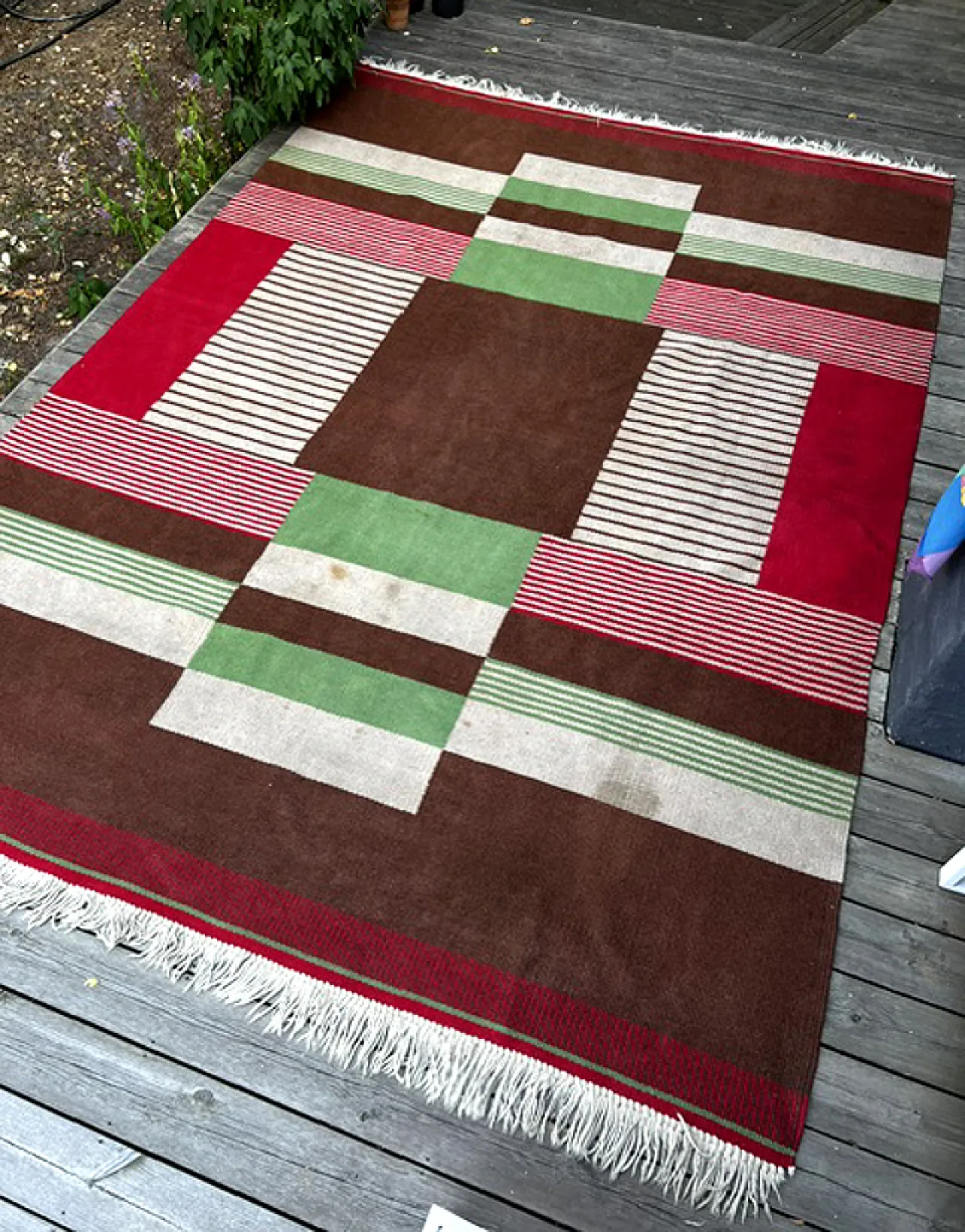 Mid Century Modern Wool Rug, Czechoslovakia, 1960s 6