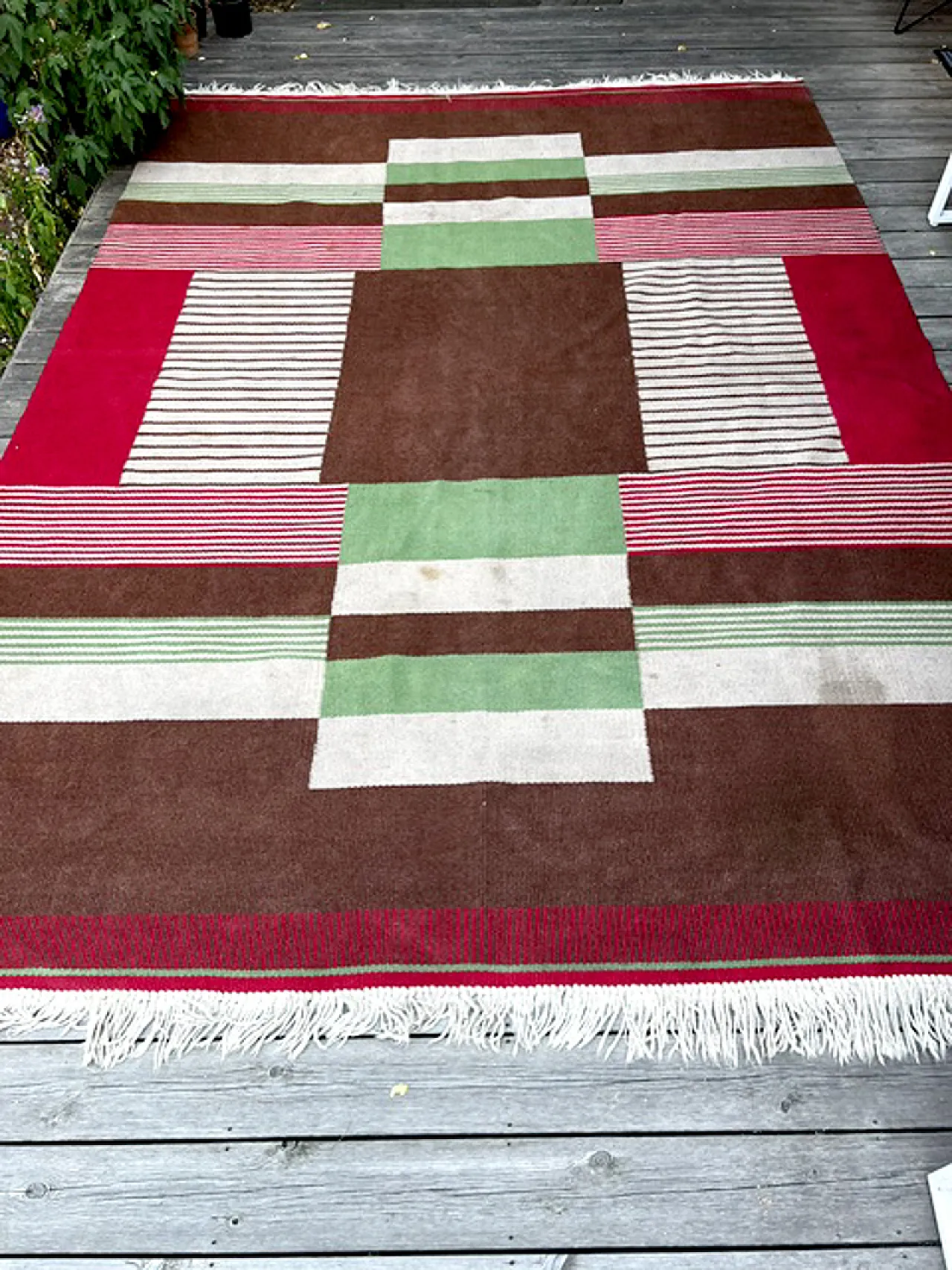 Mid Century Modern Wool Rug, Czechoslovakia, 1960s 8