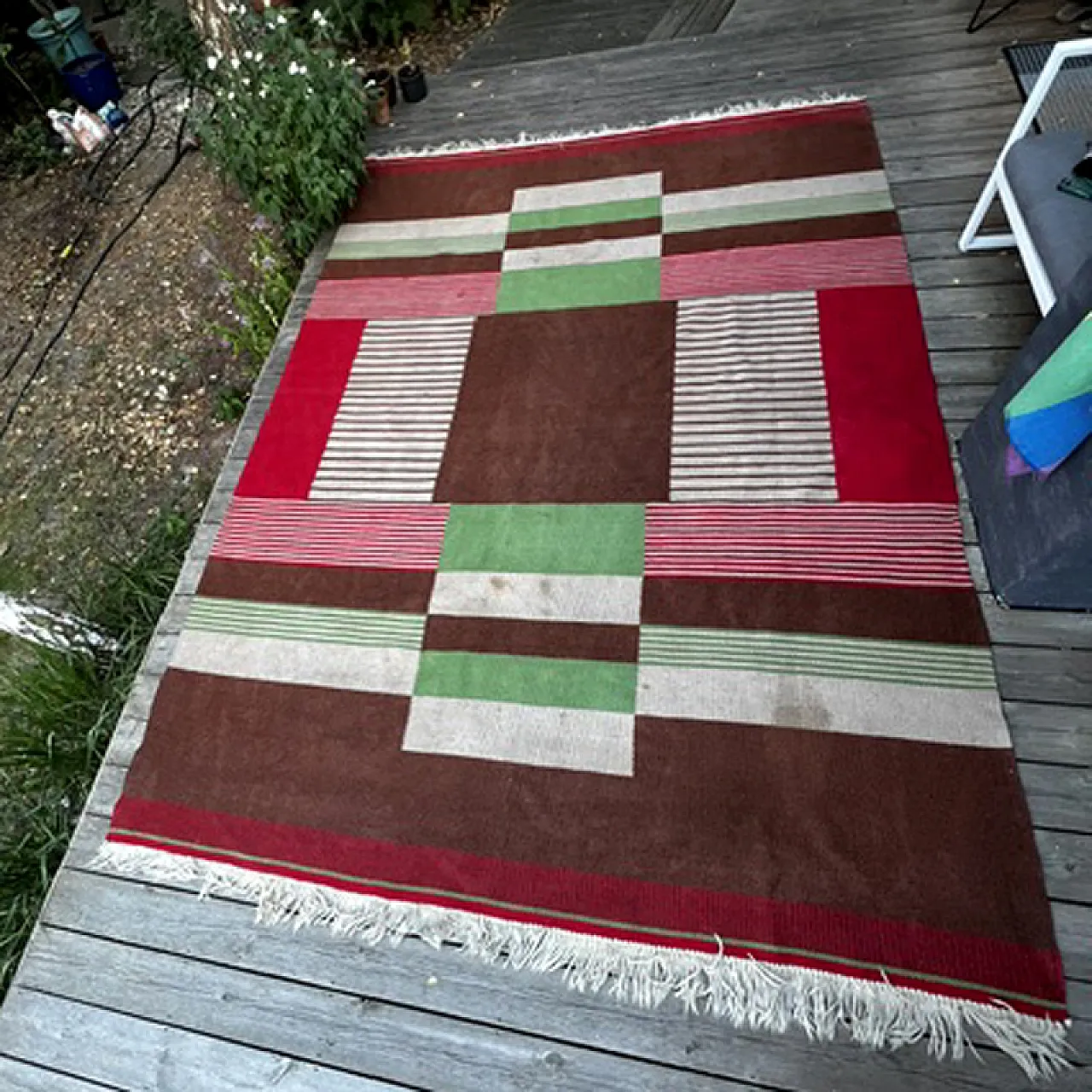 Mid Century Modern Wool Rug, Czechoslovakia, 1960s 10