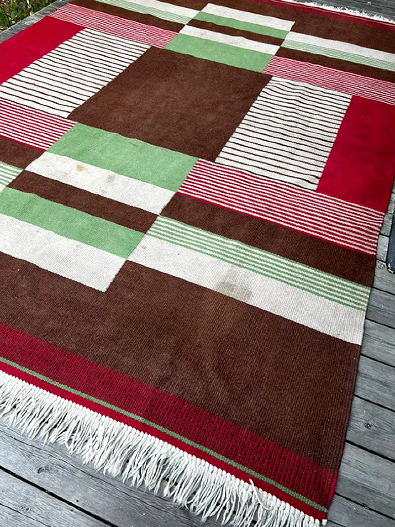 Mid Century Modern Wool Rug, Czechoslovakia, 1960s 12
