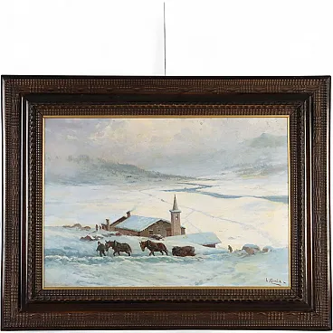 Painting by Leonardo Roda, oil on canvas, 20th century