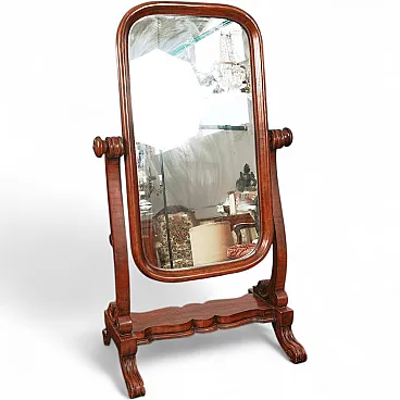 Tilting Psyche Mirror in Wooden Frame, 20th century