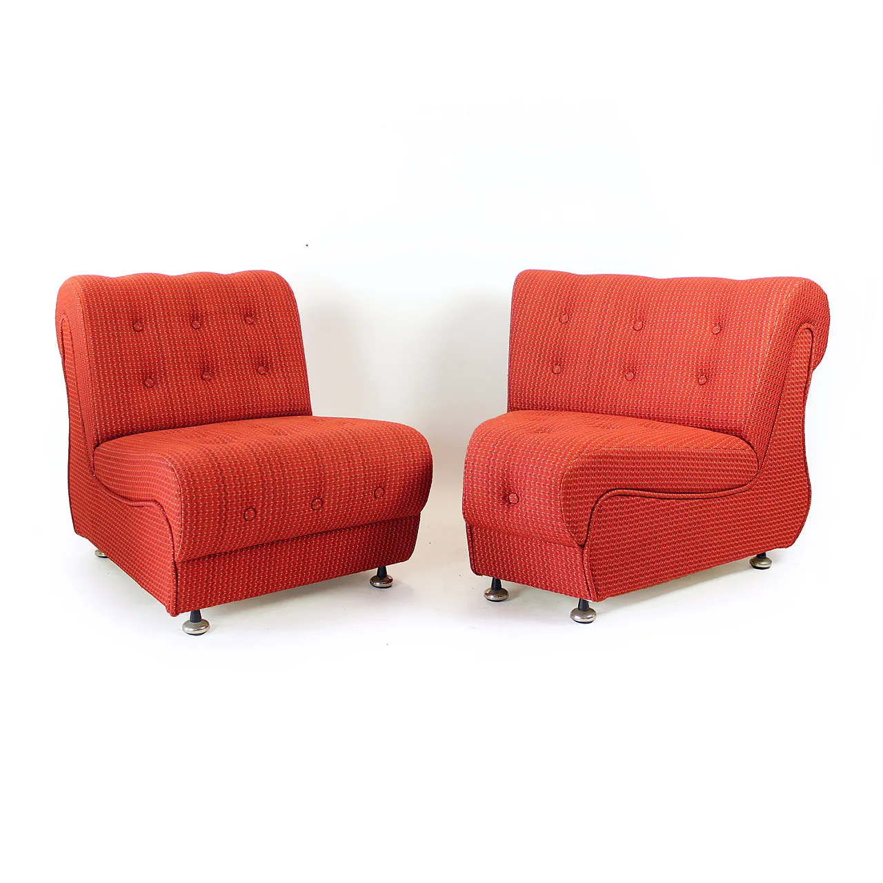 Space Age Modular Curved Sofa In Original Red Fabic, 70s 4