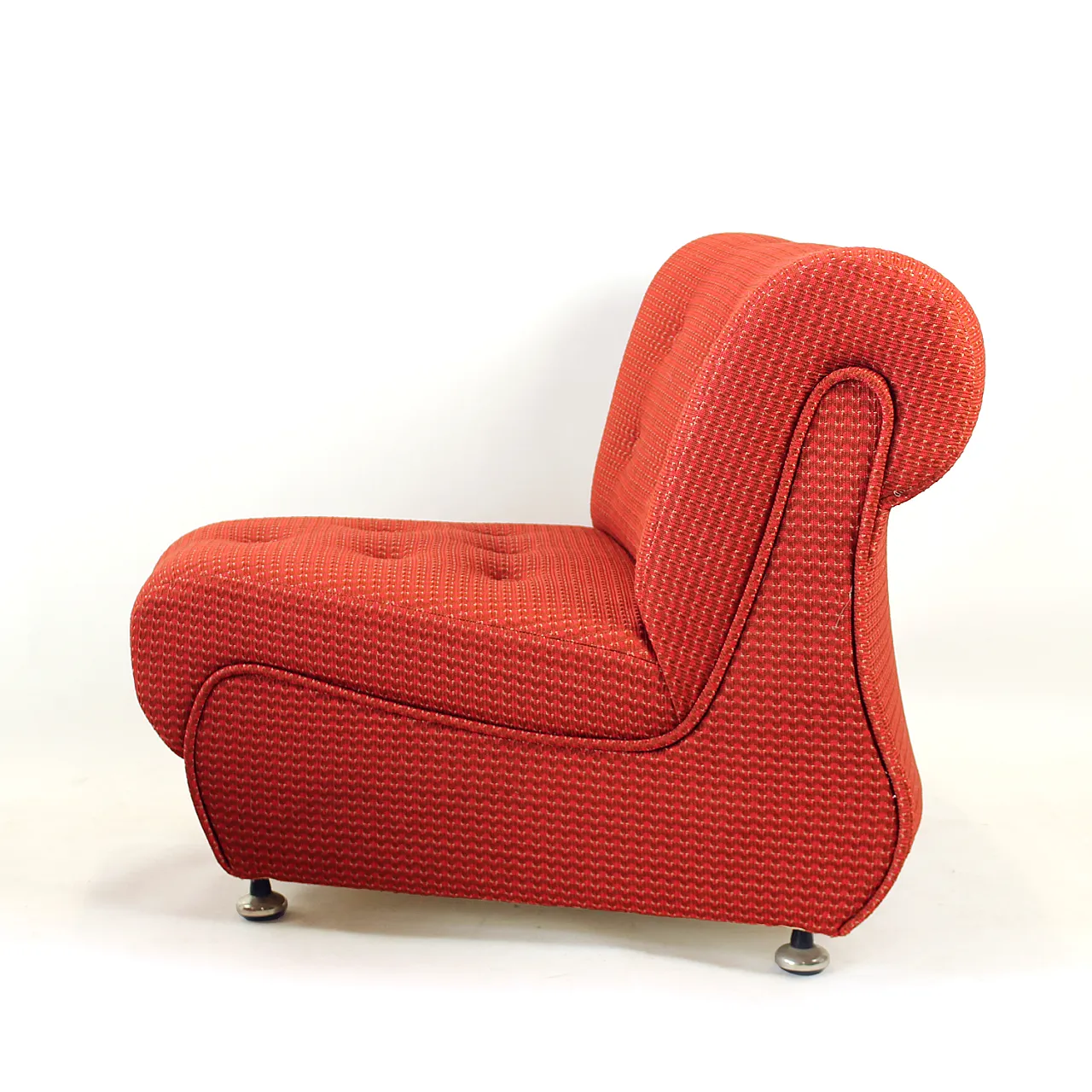 Space Age Modular Curved Sofa In Original Red Fabic, 70s 5