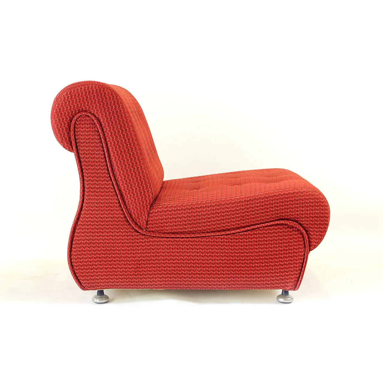 Space Age Modular Curved Sofa In Original Red Fabic, 70s 10