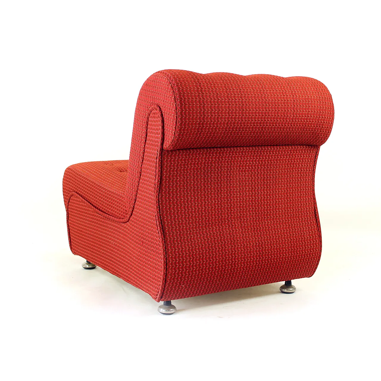 Space Age Modular Curved Sofa In Original Red Fabic, 70s 12