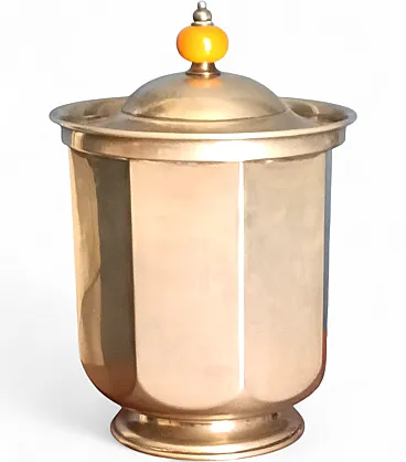 Octagonal ice bucket in Deco style in pewter, 1970s