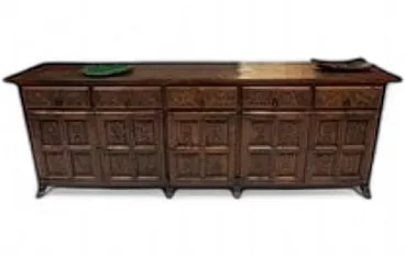 Spanish rustic carved wood sideboard, early 20th century